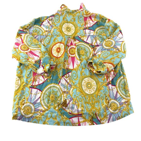 Jane + Delancey Women's Medium 3/4 Sleeve Button-Down Shirt Baroque Pattern - Picture 4 of 4